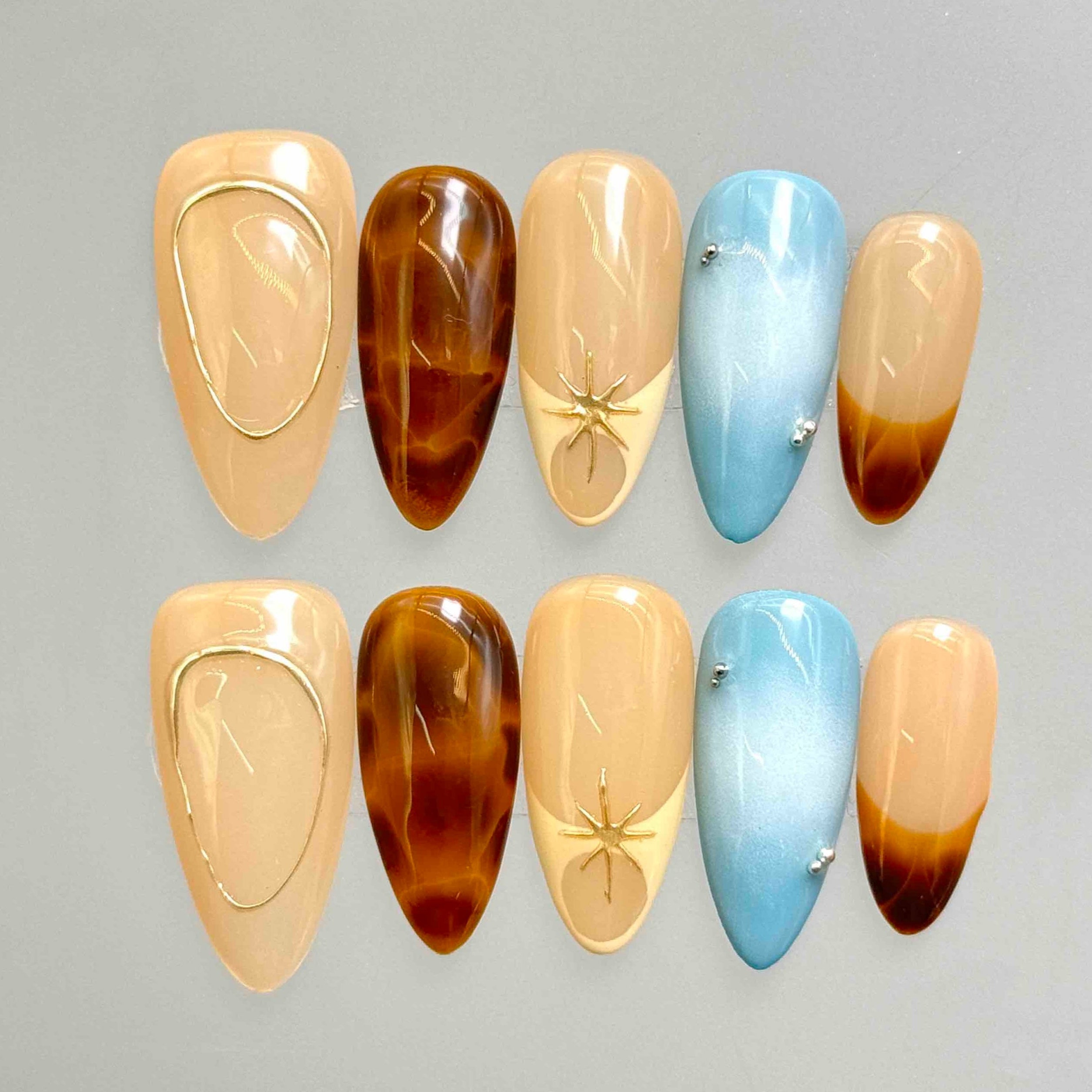 10 PCS/Set Handmade Salon-Grade Gel Press-On Nails AW1237