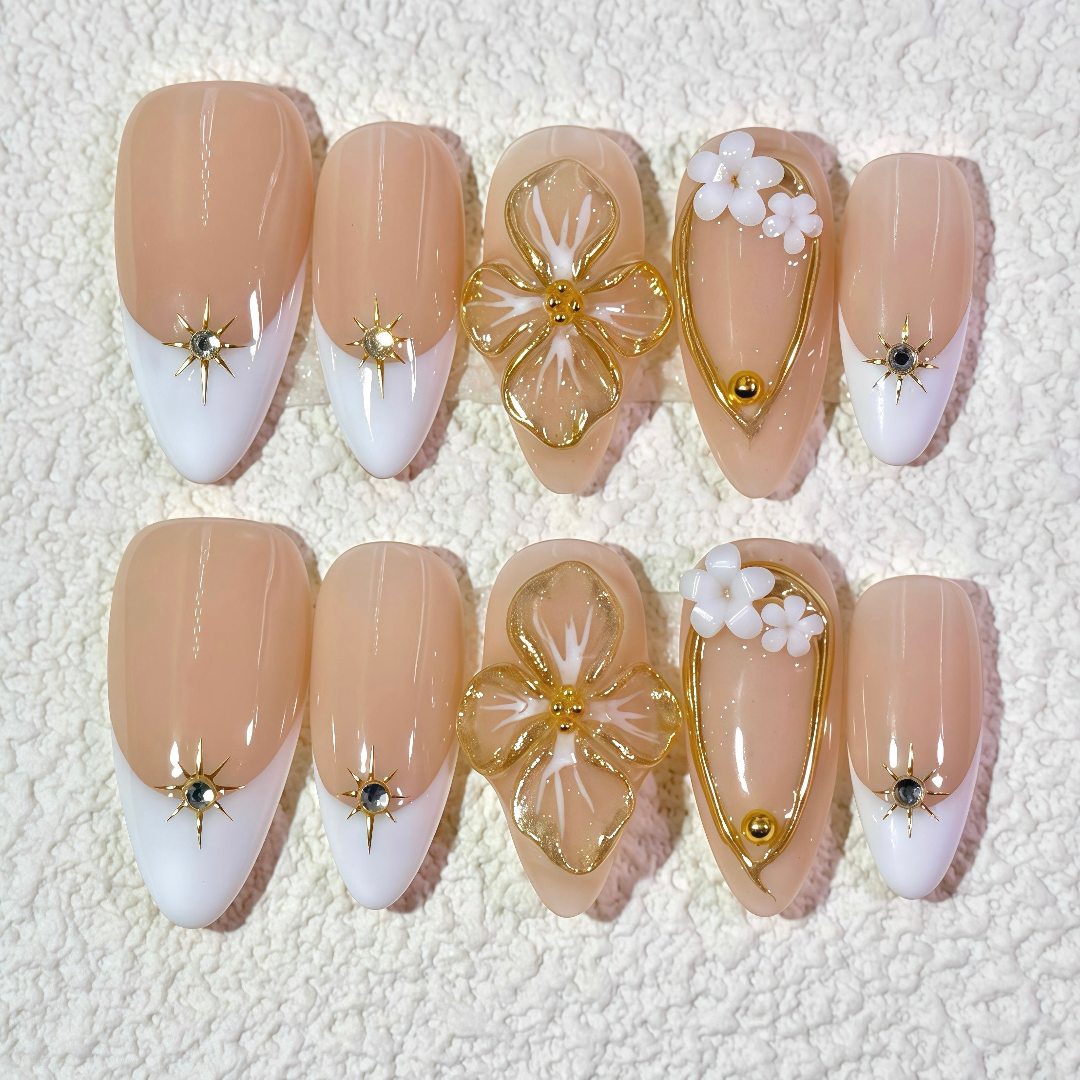 10 PCS/Set Handmade Salon-Grade Gel Press-On Nails AW1239