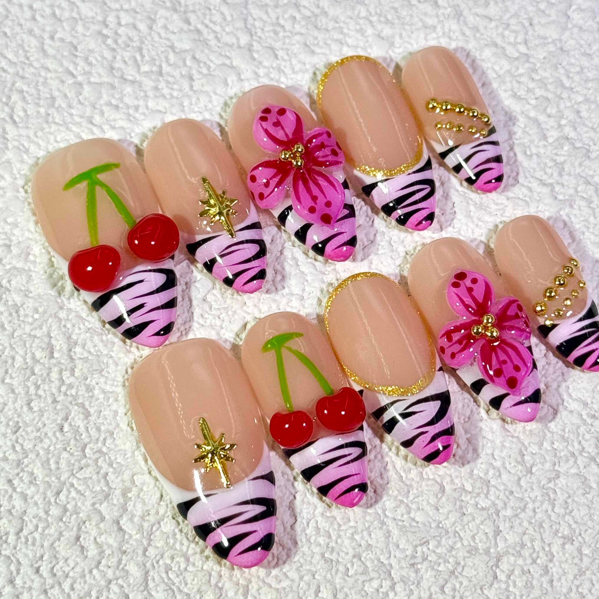 10 PCS/Set Handmade Salon-Grade Gel Press-On Nails AW1290