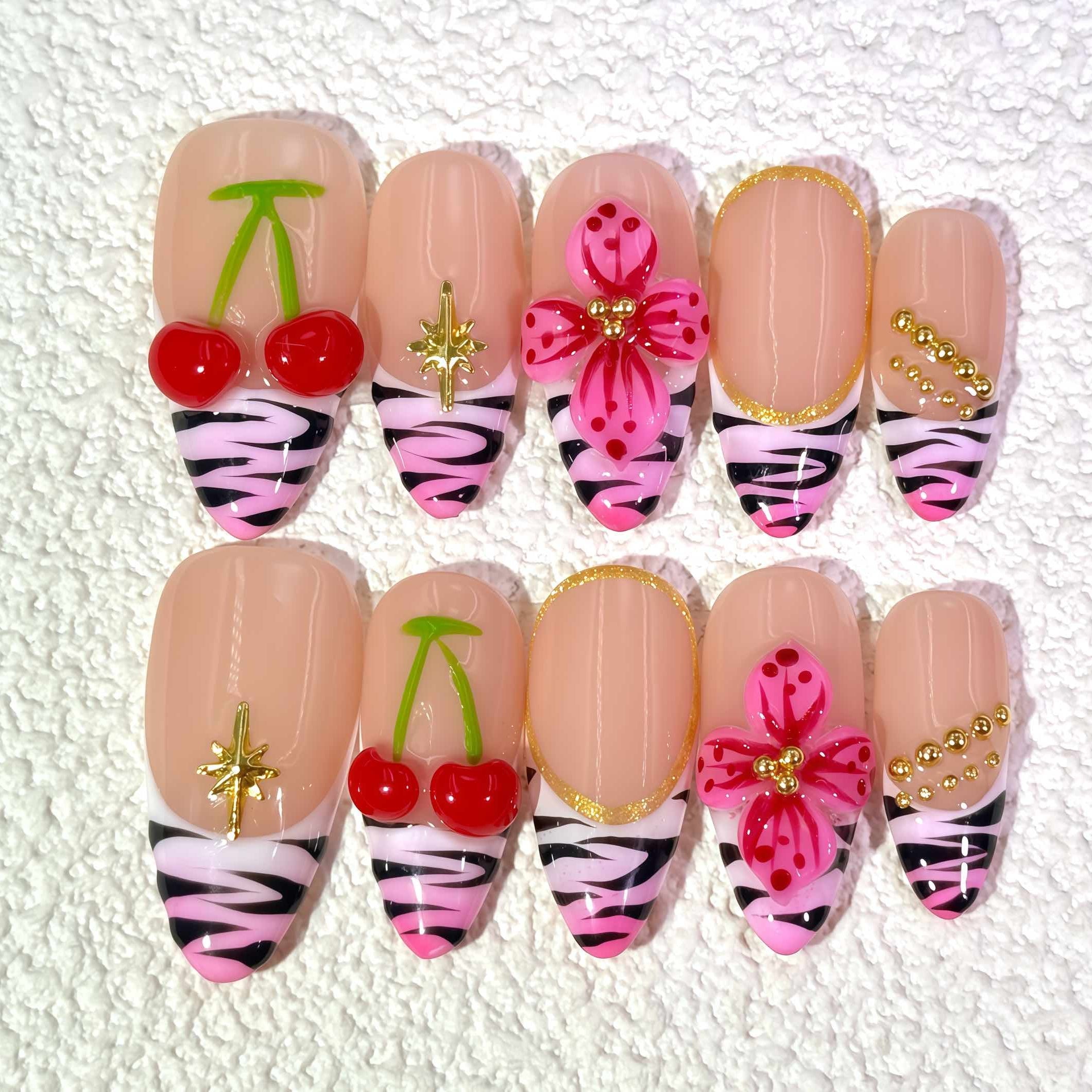 10 PCS/Set Handmade Salon-Grade Gel Press-On Nails AW1290