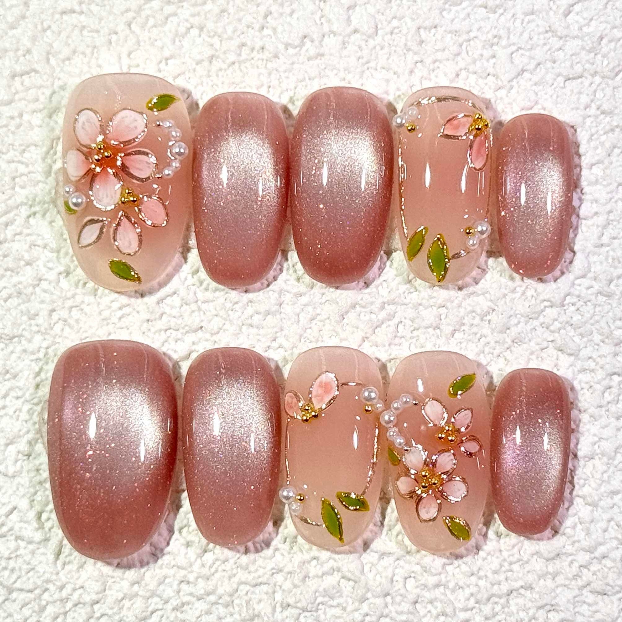 10 PCS/Set Handmade Salon-Grade Gel Press-On Nails AW1305
