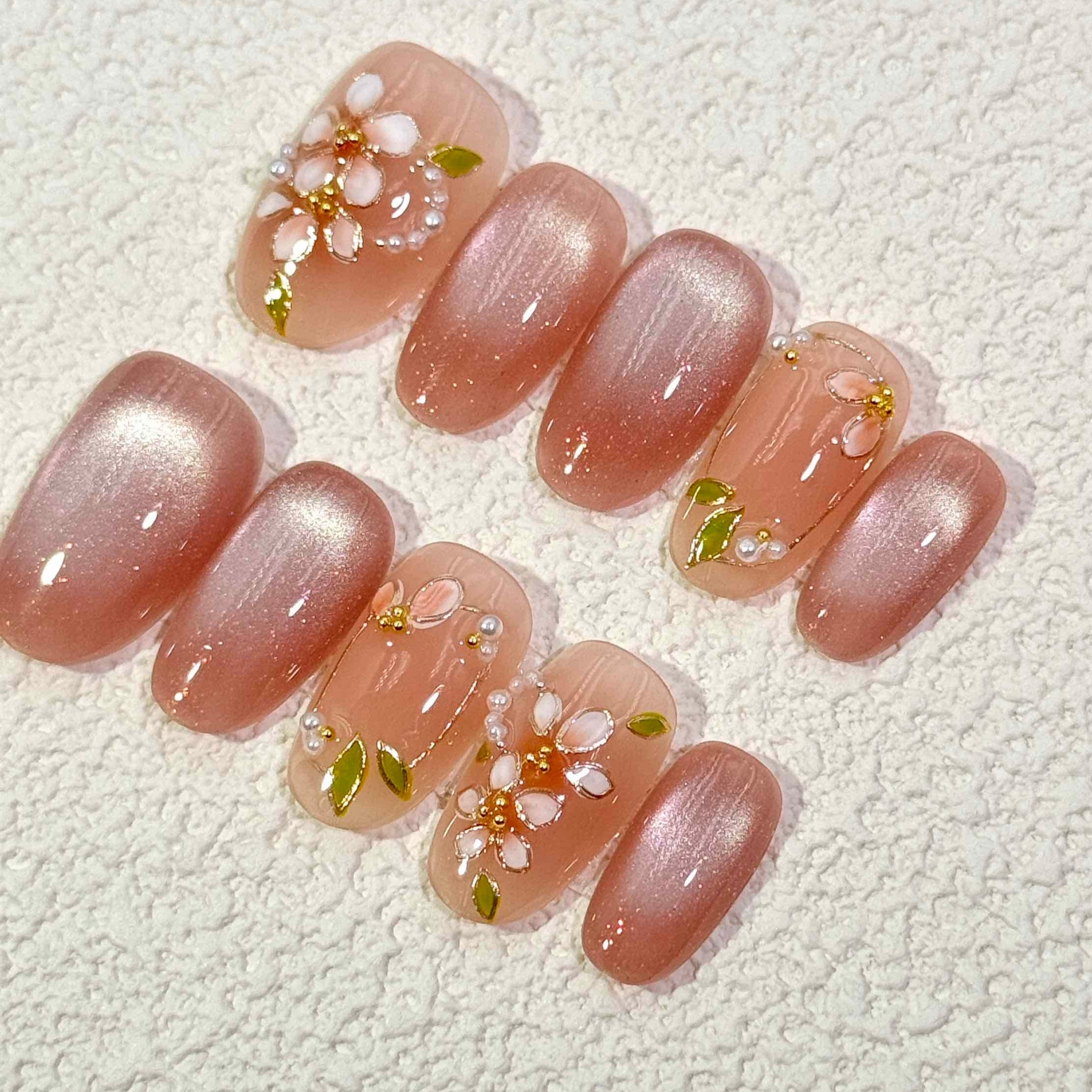 10 PCS/Set Handmade Salon-Grade Gel Press-On Nails AW1305