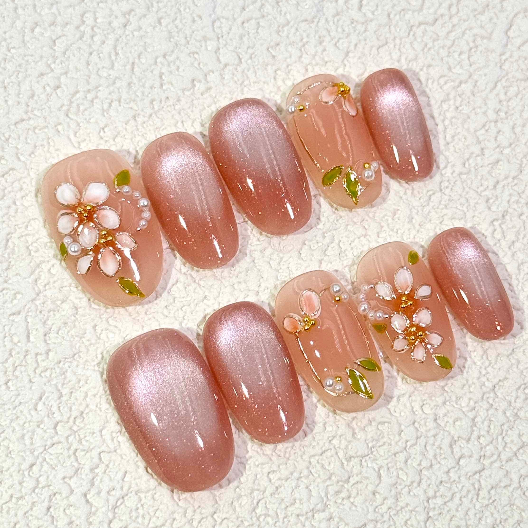 10 PCS/Set Handmade Salon-Grade Gel Press-On Nails AW1305