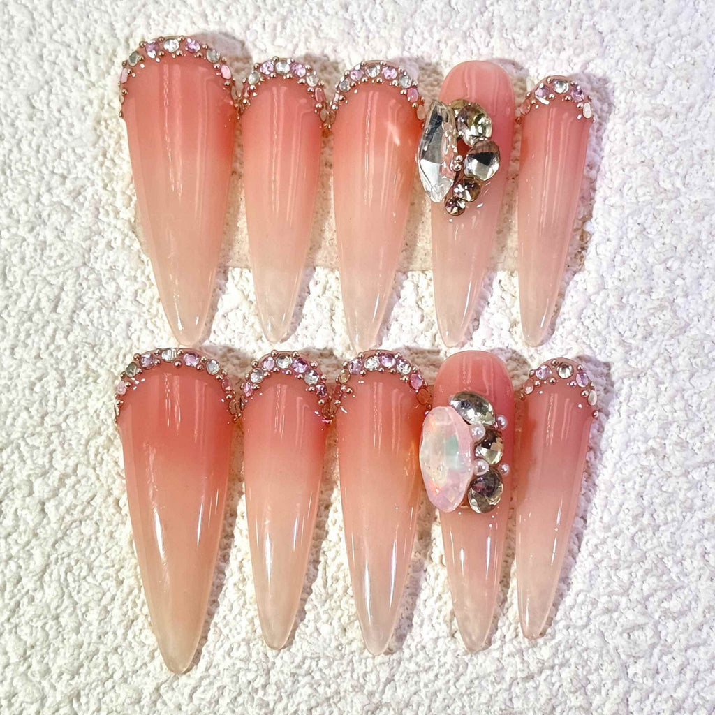 10 PCS/Set Handmade Salon-Grade Gel Press-On Nails AW1313