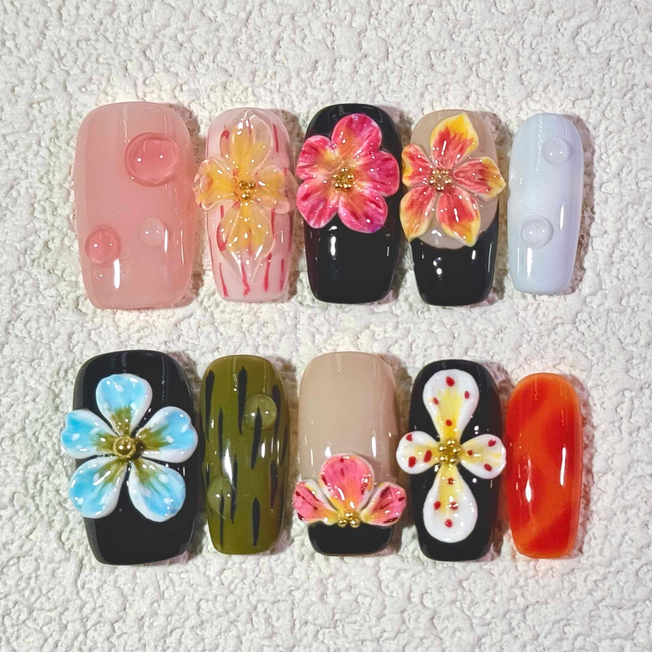 10 PCS/Set Handmade Salon-Grade Gel Press-On Nails AW1319