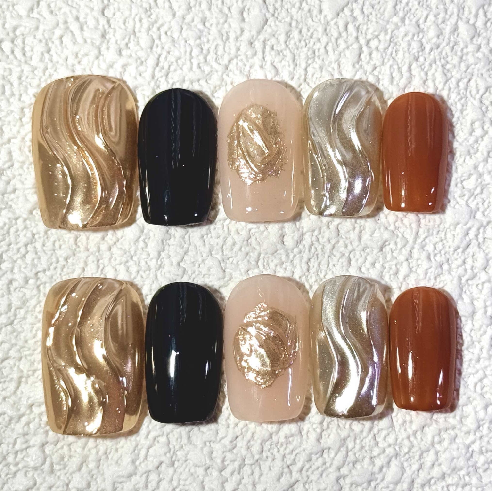 10 PCS/Set Handmade Salon-Grade Gel Press-On Nails AX1011