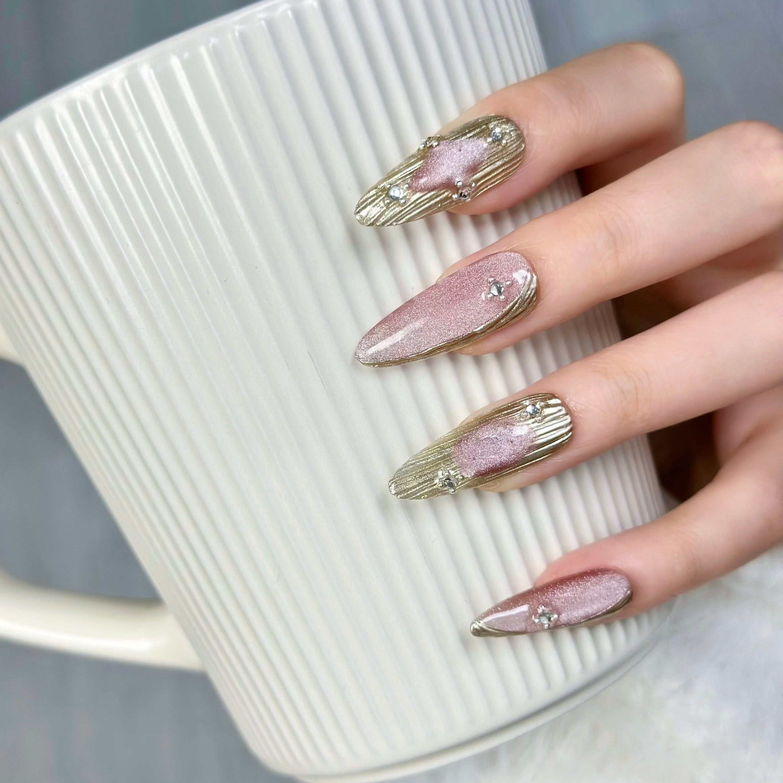 10 PCS/Set Handmade Salon-Grade Gel Press-On Nails AX1013
