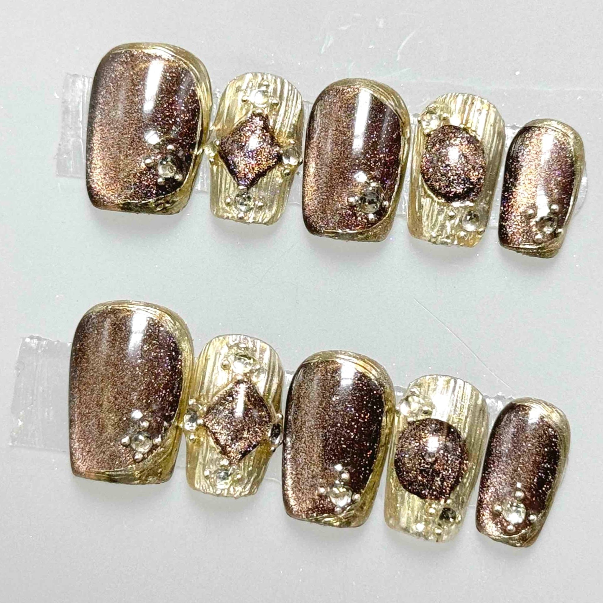 10 PCS/Set Handmade Salon-Grade Gel Press-On Nails AX1024