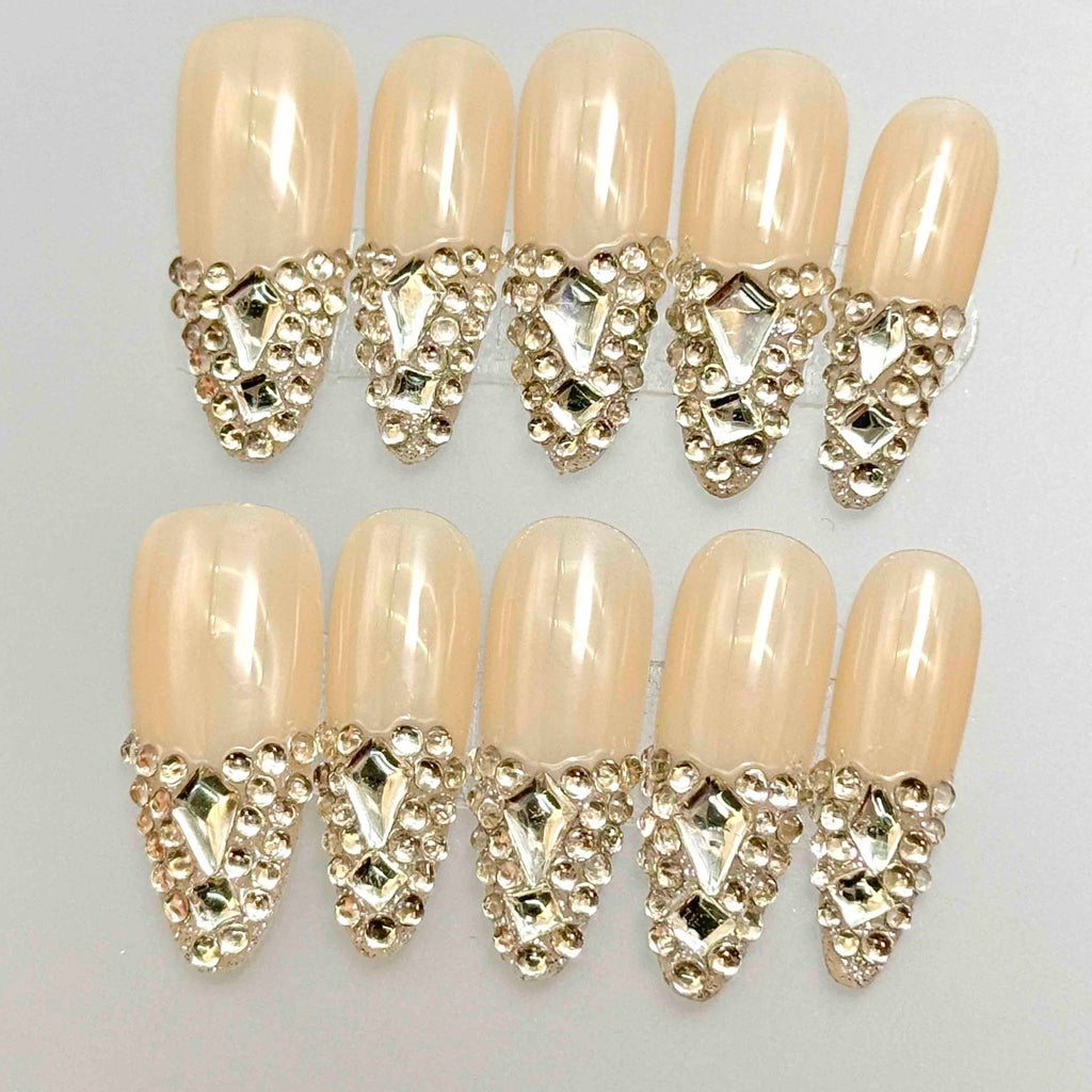 10 PCS/Set Handmade Salon-Grade Gel Press-On Nails AX1050