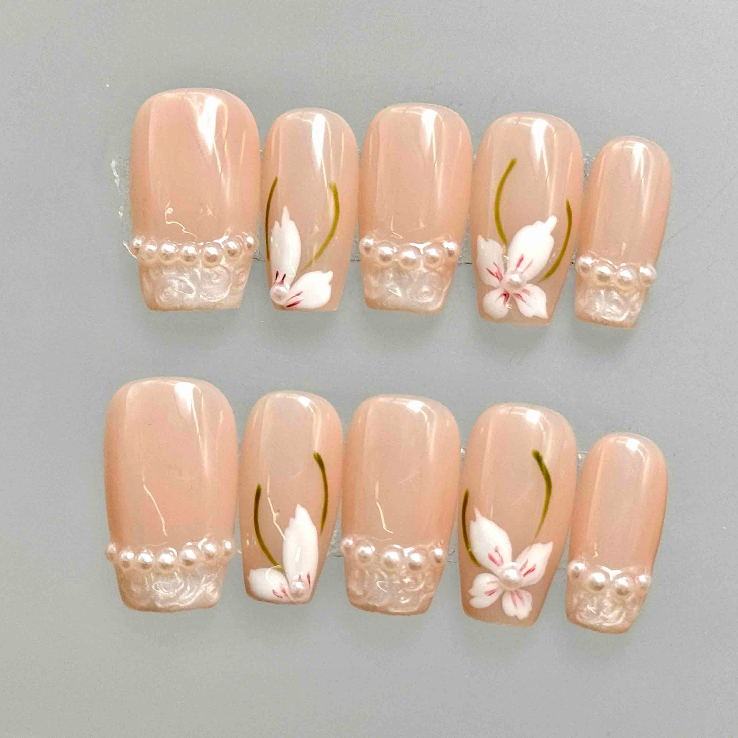 10 PCS/Set Handmade Salon-Grade Gel Press-On Nails AX1064