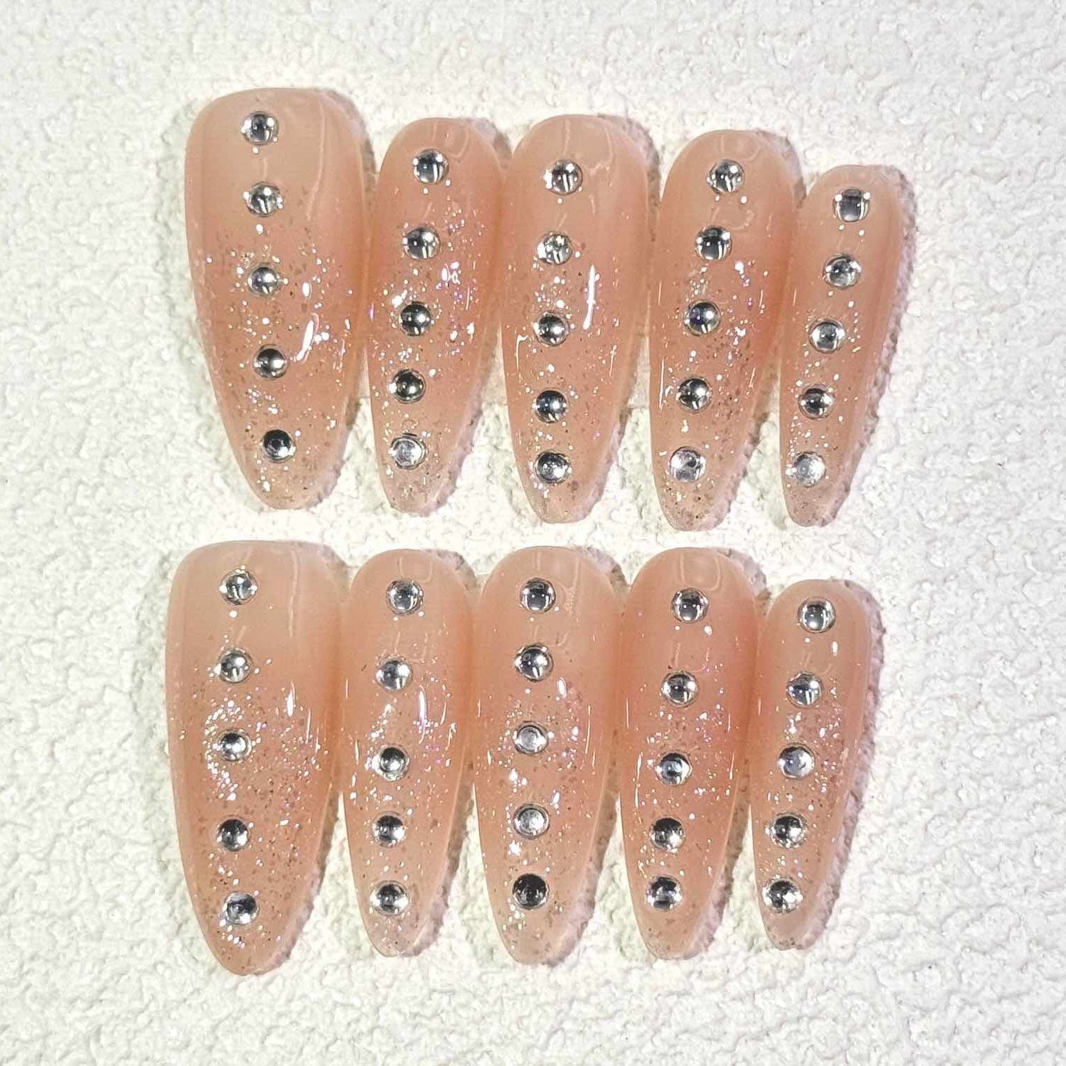 10 PCS/Set Handmade Salon-Grade Gel Press-On Nails AX1077