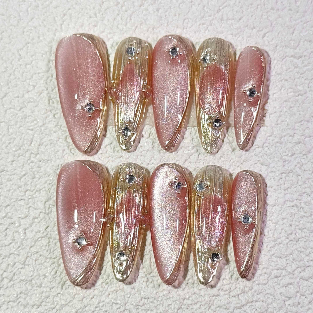 10 PCS/Set Handmade Salon-Grade Gel Press-On Nails AX1013