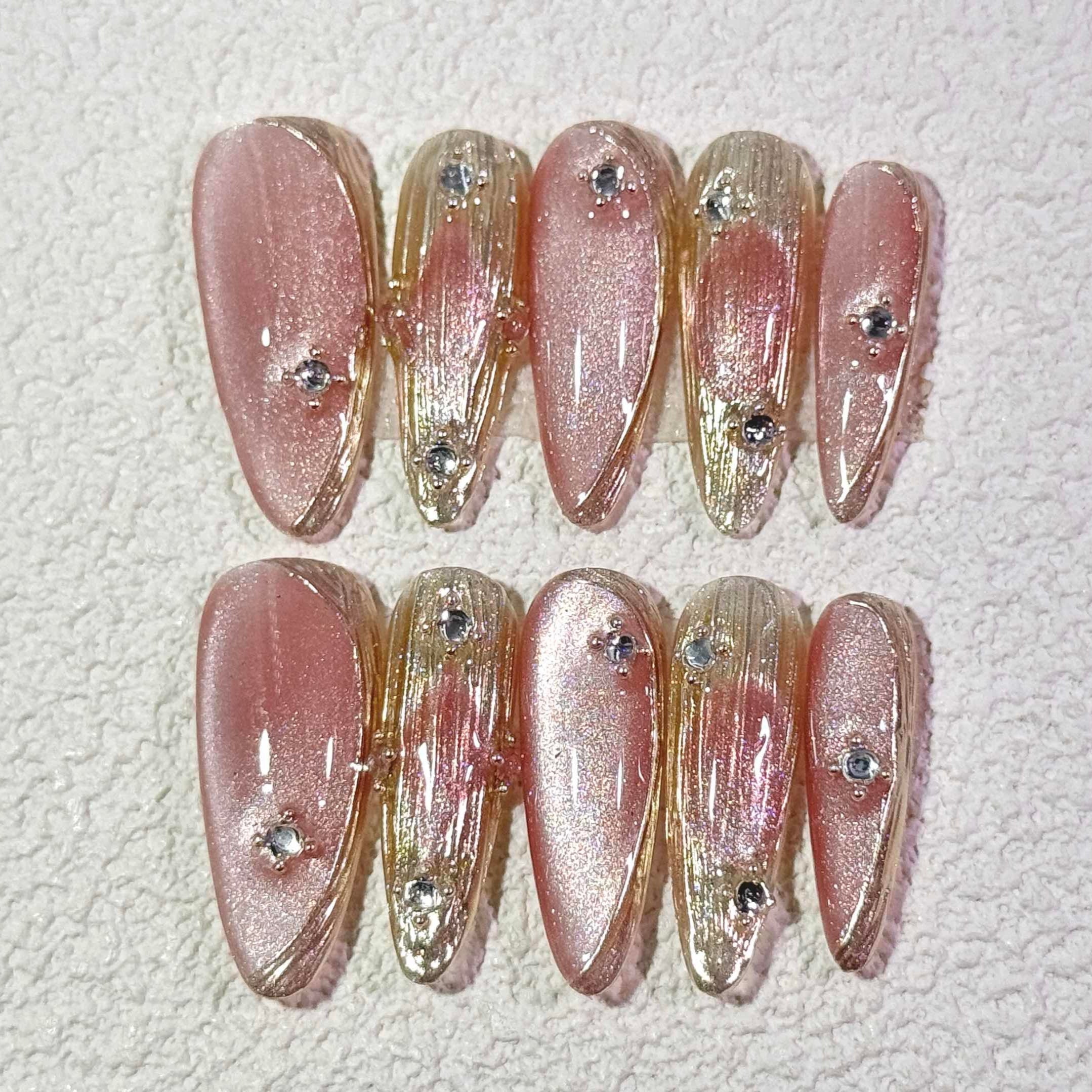 10 PCS/Set Handmade Salon-Grade Gel Press-On Nails AX1013