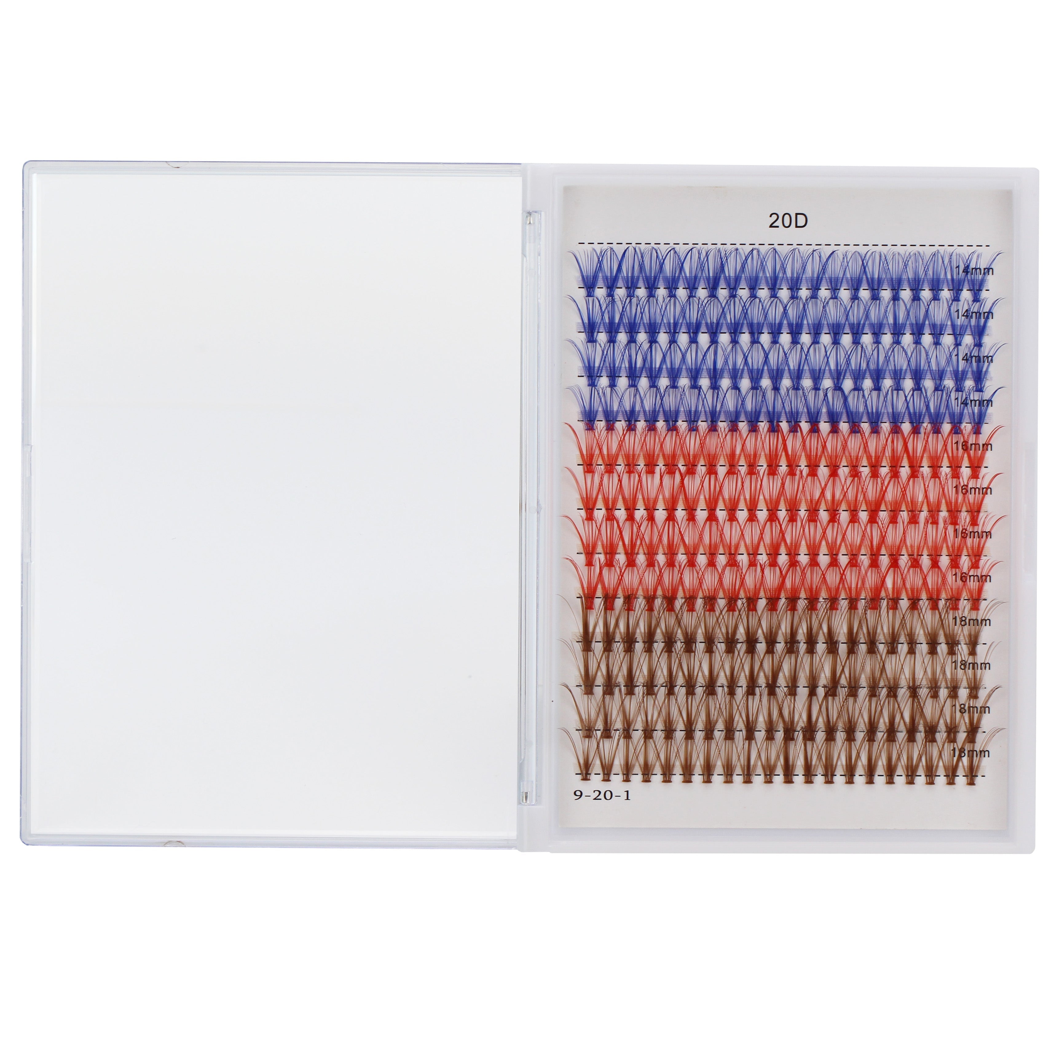 Bodermincer  20D# Color Blue+Red+Brown Mixed 14-16-18mm Mixed per Pack C Curl/D Curl/DD Culr 12 Rows 240pcs Natural Extensions Wispy Individual False Eyelashes Lash Clusters Lash Cluster Extensions
