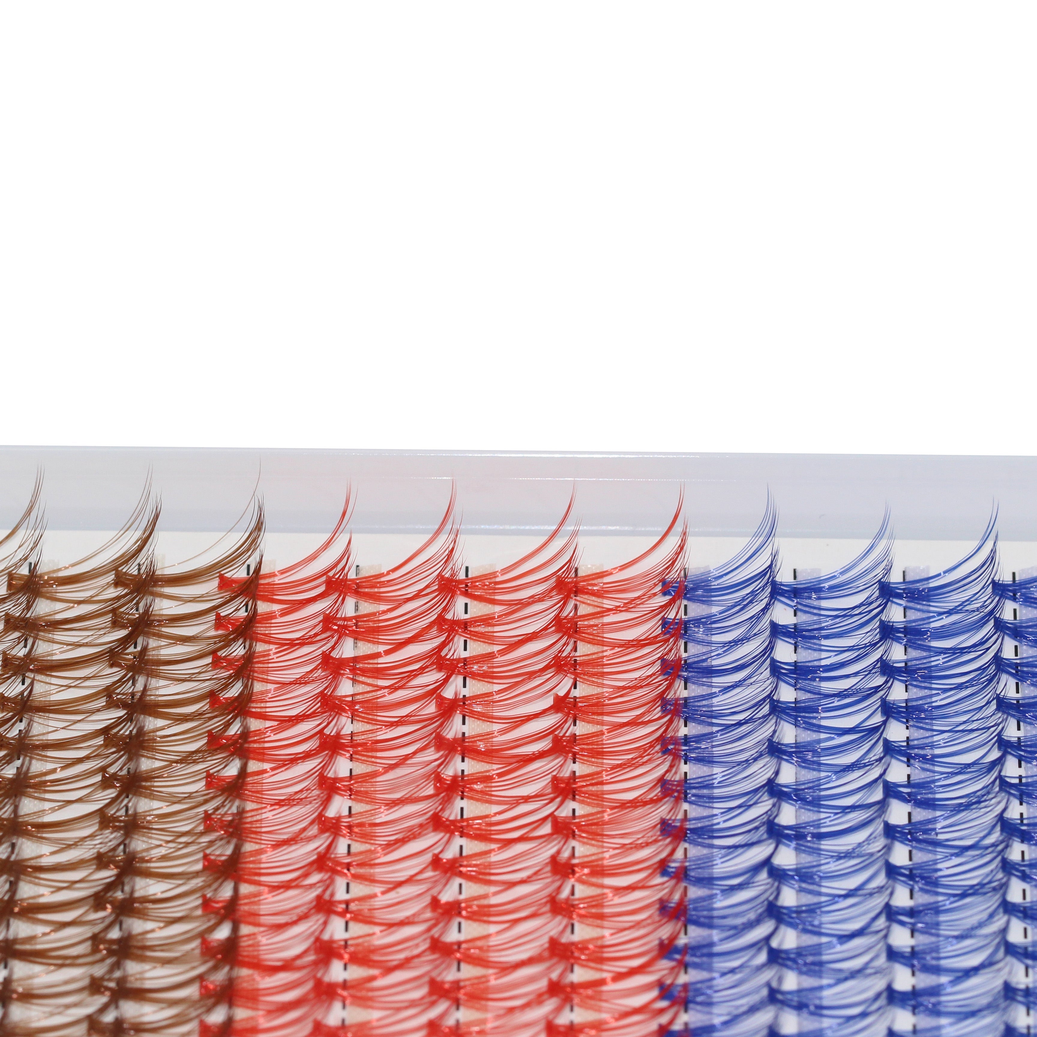 Bodermincer  20D# Color Blue+Red+Brown Mixed 14-16-18mm Mixed per Pack C Curl/D Curl/DD Culr 12 Rows 240pcs Natural Extensions Wispy Individual False Eyelashes Lash Clusters Lash Cluster Extensions