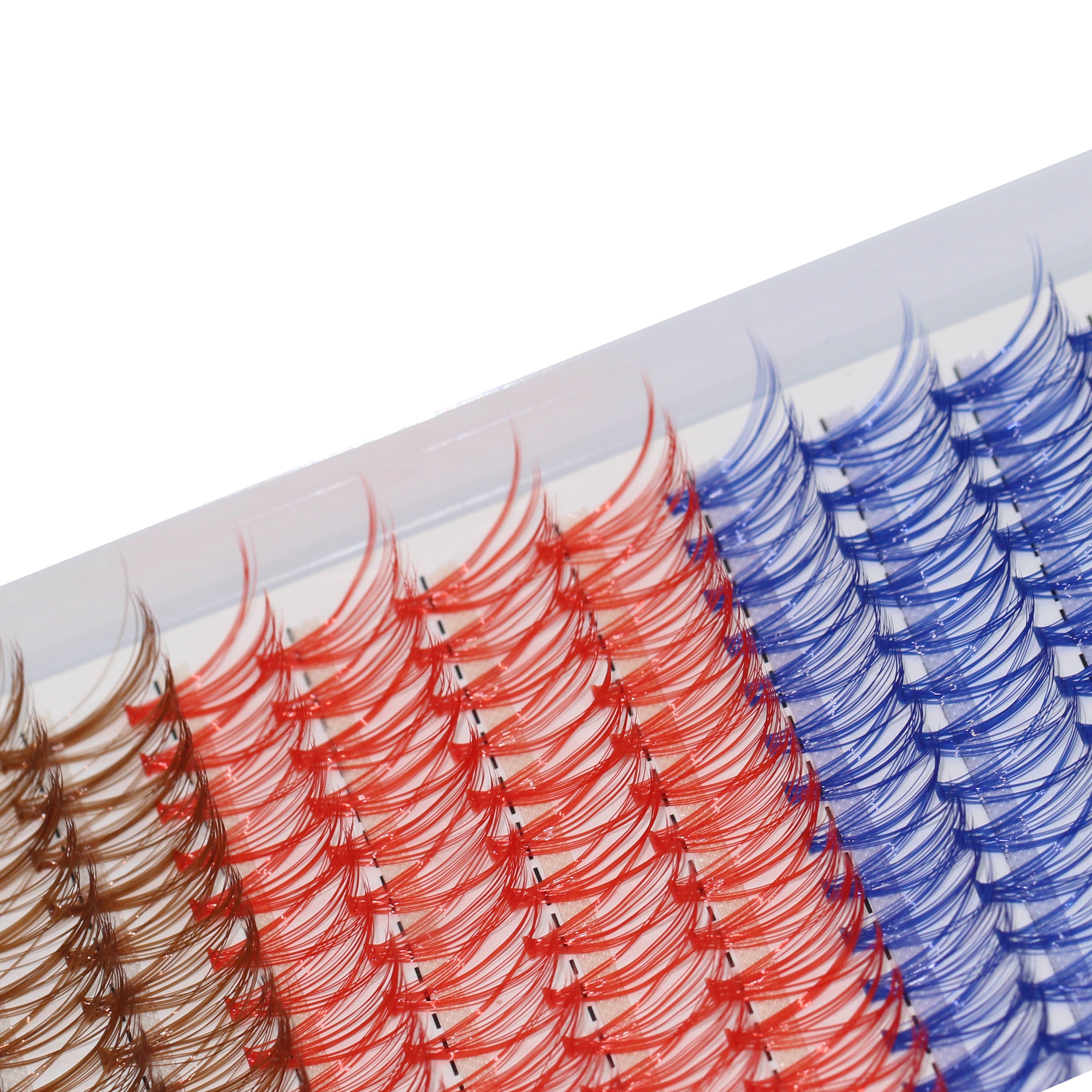 Bodermincer  20D# Color Blue+Red+Brown Mixed 14-16-18mm Mixed per Pack C Curl/D Curl/DD Culr 12 Rows 240pcs Natural Extensions Wispy Individual False Eyelashes Lash Clusters Lash Cluster Extensions