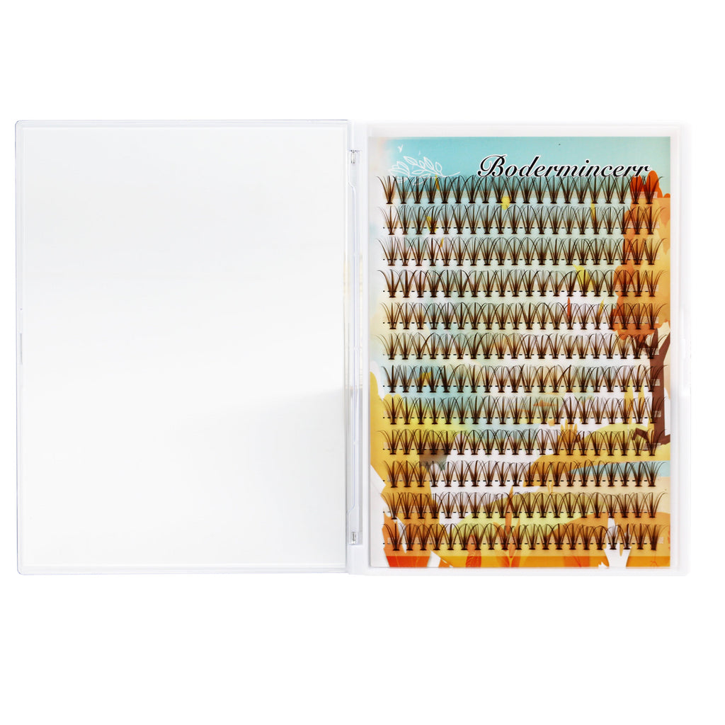 Bodermincer 10-18mm to Choose 240 clusters Brown Eyelash Extension 20D Cluster Soft Faux Mink False Eyelashes Natural Soft Natural Individual Eyelashes