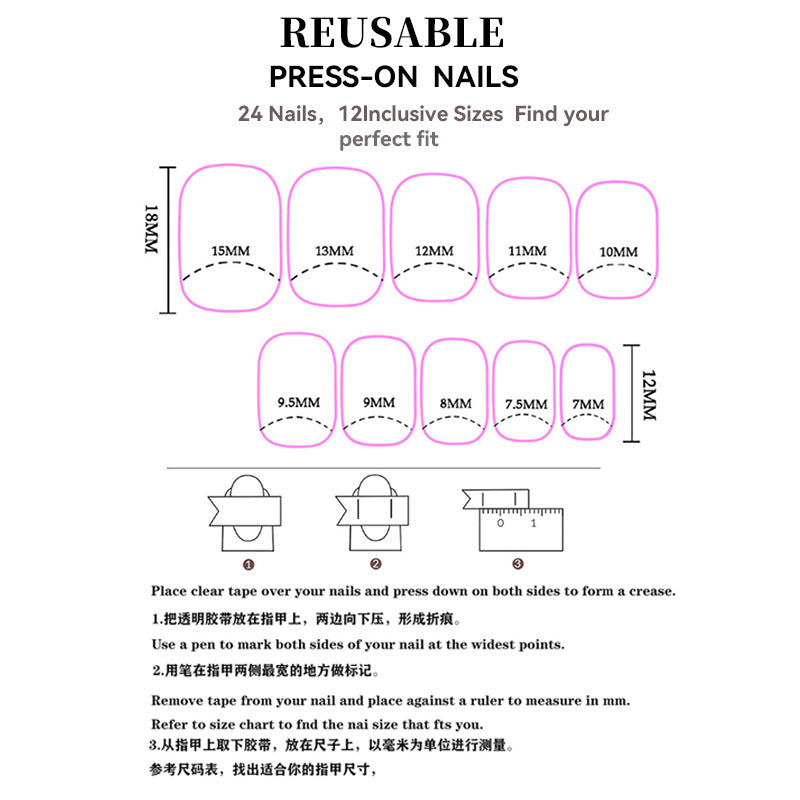 15 Sizes-30 Pcs Acrylic Press On Nail X00477B129