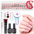 French Tip Kit -  Gel Top and Base Coat, UV Lamp Nails Glue Manicure press on nails