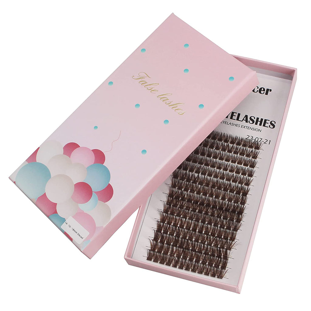 Bodermincer Large Tray 180pcs Natural C/B/D Curl Black/Brown Color 8-10-14mm Mixed/12-14-16mm Mixed/14-16-18mm Mixed/16-18-20mm Mixed Length Professional Makeup Wide Cluster Individual Cluster EyeLashes Grafting Fake False Eyelashes