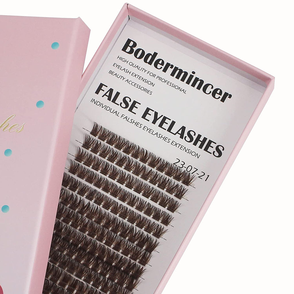 Bodermincer Large Tray 180pcs Natural C/B/D Curl Black/Brown Color 8-10-14mm Mixed/12-14-16mm Mixed/14-16-18mm Mixed/16-18-20mm Mixed Length Professional Makeup Wide Cluster Individual Cluster EyeLashes Grafting Fake False Eyelashes