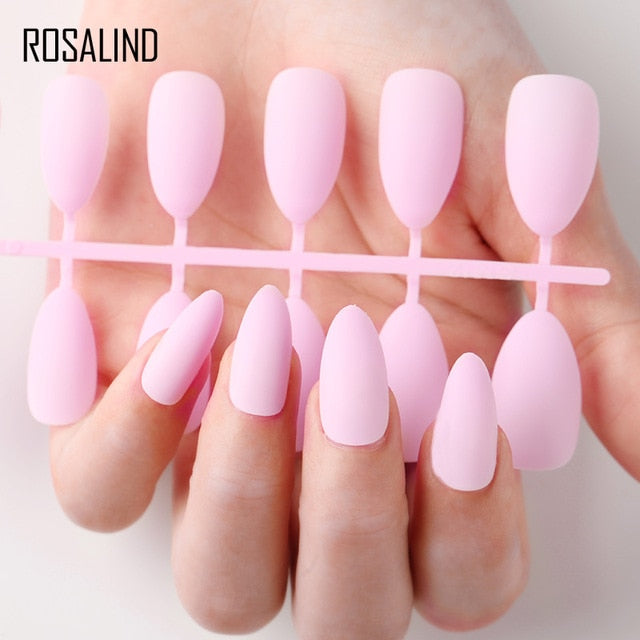 ROSALIND Nail Art Manicure 24pcs Matte Tips For False Nails Fake Nails Forms For Extension Manicure Art for False Nails
