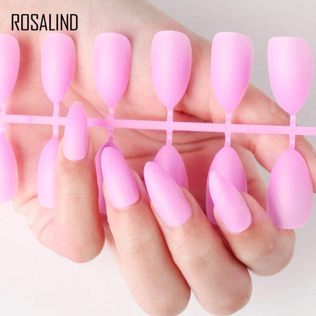 ROSALIND Nail Art Manicure 24pcs Matte Tips For False Nails Fake Nails Forms For Extension Manicure Art for False Nails