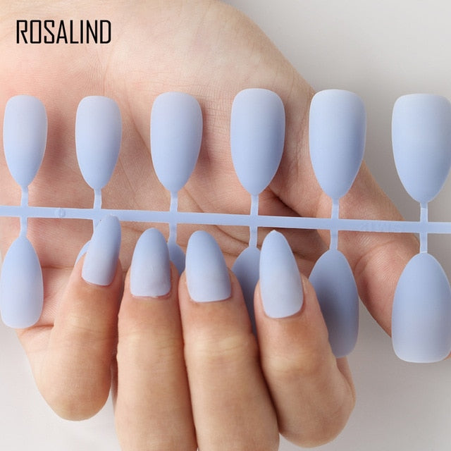 ROSALIND Nail Art Manicure 24pcs Matte Tips For False Nails Fake Nails Forms For Extension Manicure Art for False Nails