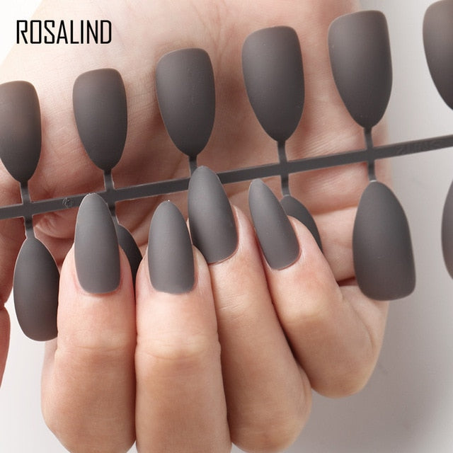 ROSALIND Nail Art Manicure 24pcs Matte Tips For False Nails Fake Nails Forms For Extension Manicure Art for False Nails