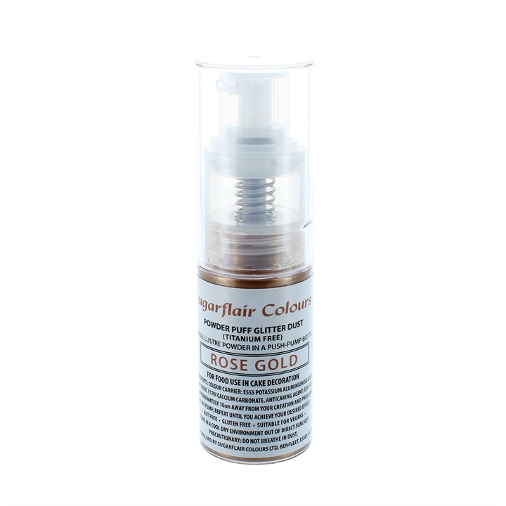 Sugarflair Titanium Free Powder Puff Rose Gold  Glitter Spray 10g